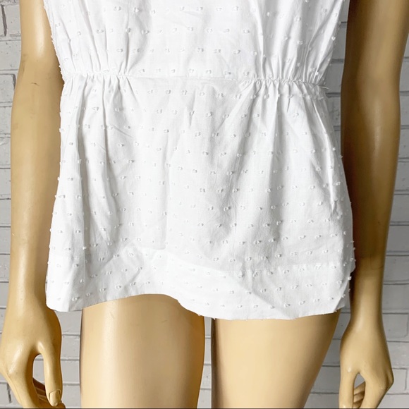 J. Crew V-Neck Peplum Top in White Swiss Dot - Picture 3 of 16
